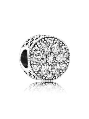 Pandora Retired Radiant Bloom Charm Clear CZ Cut-Out Hearts
